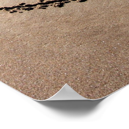 2つのハートの砂の大きな写真のポスタープリント ポスター (角)