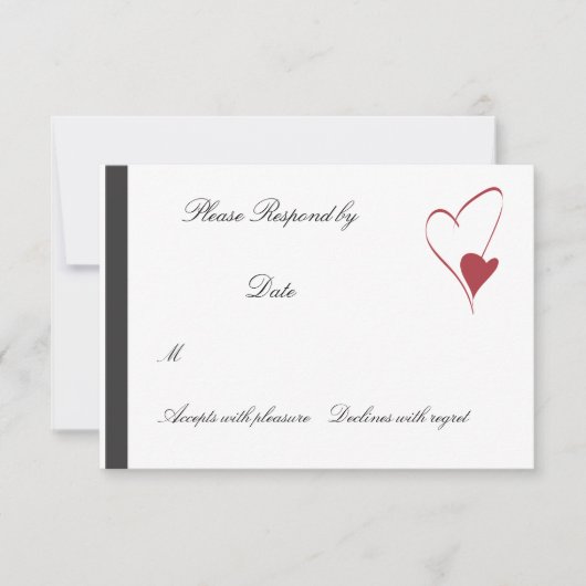 2つのハートのCollide一致の結婚式のrsvp 出欠カード (正面)