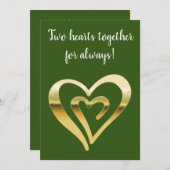 2つのハートを一緒に金属製の金ゴールドグリーン シーズンカード (正面/裏面)