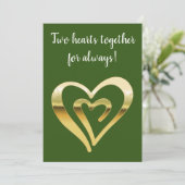 2つのハートを一緒に金属製の金ゴールドグリーン シーズンカード (スタンド正面)