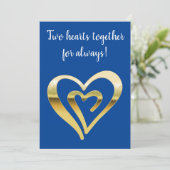 2つのハートを一緒フェイクに金属金ゴールドブルー シーズンカード (スタンド正面)