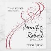 2つのハートを1つのワインラベルとして ワインラベル (シングルラベル)