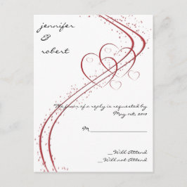 2つのハートを1つの応答カードとして インビテーションポストカード