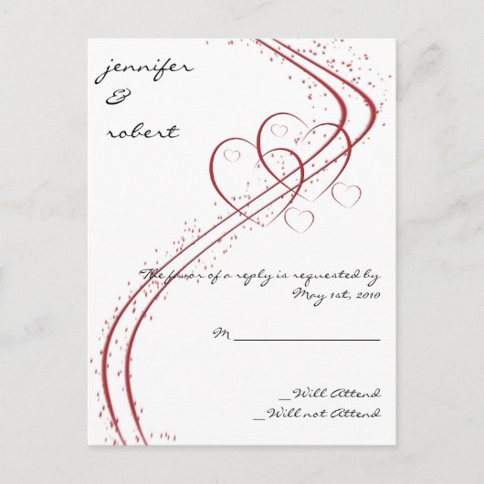 2つのハートを1つの応答カードとして インビテーションポストカード (正面)