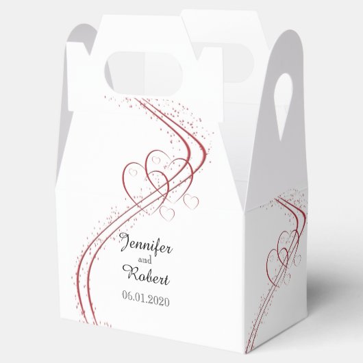 2つのハートを1つの結婚式の引き出物ボックスとして フェイバーボックス (オープン)