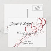 2つのハートを1つのRSVPとして インビテーションポストカード (正面/裏面)