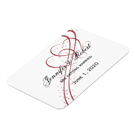 2つのハートを1つ保存する日付 マグネット (左側)