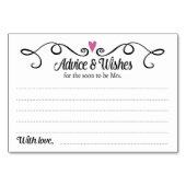 2つのハートアドバイス&ウィッシュブライダルシャワーカード テーブルナンバー (正面)