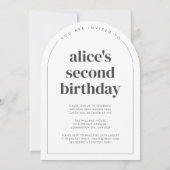 2つのハートアーチ写真2番目の誕生日 招待状 (裏面)