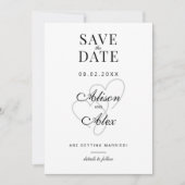2つのハートエレガントスクリプト日付の保存 セーブザデート (正面)