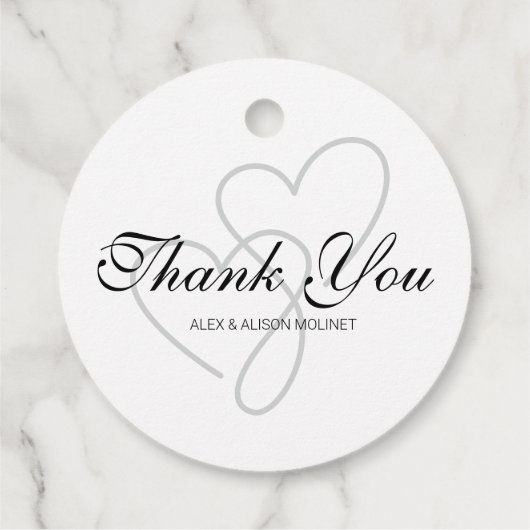2つのハートエレガントスクリプ結婚ト フェイバータグ (裏面)