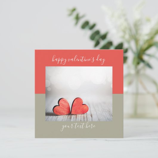 2つのハートカスタムカラーブロックバレンタインデー シーズンカード (スタンド正面)