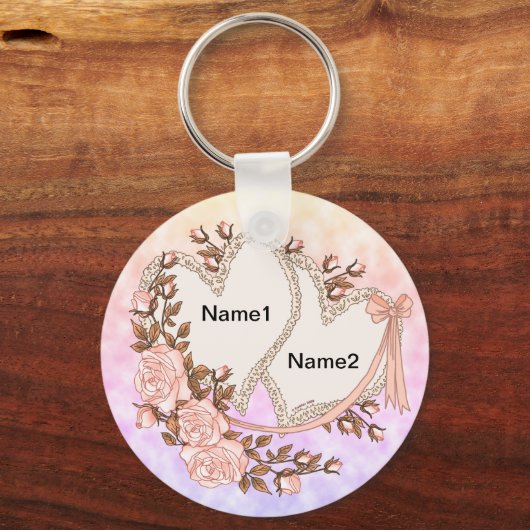 2つのハートカスタム キーホルダー (正面)