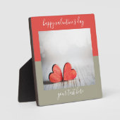 2つのハートカラーブロックバレンタインデー フォトプラーク (正面)