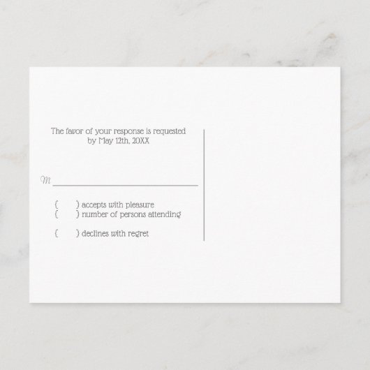 2つのハートシャルボードウェディングRSVP インビテーションポストカード (裏面)