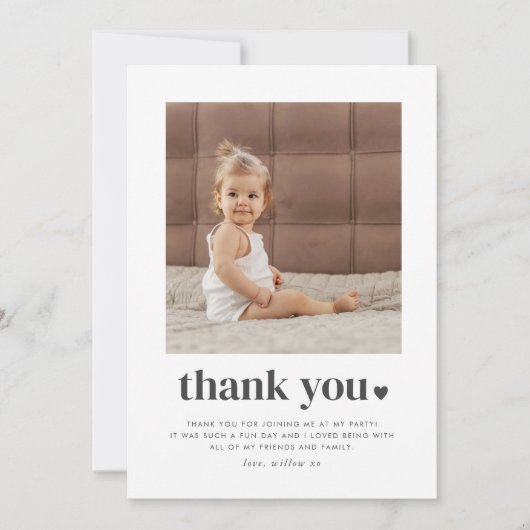 2つのハートスクエア写真2nd誕生日ありがとう サンキューカード (正面)