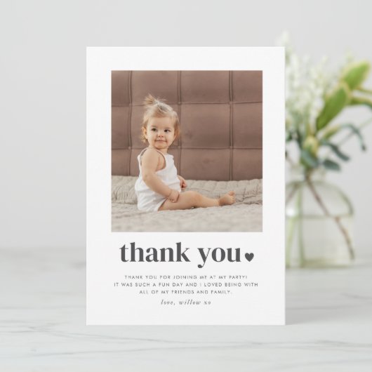 2つのハートスクエア写真2nd誕生日ありがとう サンキューカード (スタンド正面)