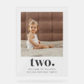 2つのハートスクエア写真2nd誕生日ウェルカムサイン アクリルサイン (正面)