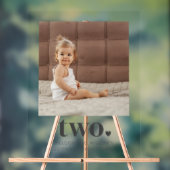 2つのハートスクエア写真2nd誕生日ウェルカムサイン アクリルサイン (ニュートラル)