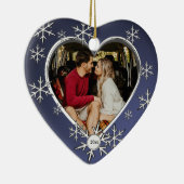 2つのハートスノーフレークフレーム セラミックオーナメント (右)