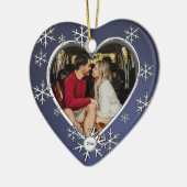 2つのハートスノーフレークフレーム セラミックオーナメント (左)