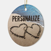 2つのハートズインザサンドオーナメント セラミックオーナメント (左)