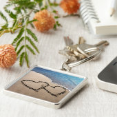 2つのハートズインザサンドラブキーチェーン キーホルダー (側面)