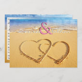 2つのハートズインザサンド結婚式招待状 招待状 (正面/裏面)