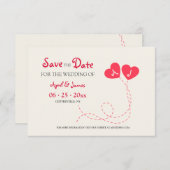 2つのハートセーブ・ザ・デート案内 (正面/裏面)