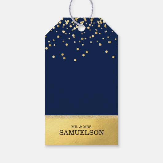 2つのハートツーライフワンラブブルー金ゴールド結婚ズ ギフトタグ (裏面)