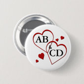 2つのハートテンプレートのピンバックボタン 缶バッジ (正面&裏面)