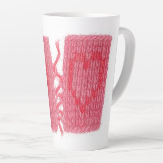 2つのハートニットトールラテマグ カフェラテマグ (右アングル)