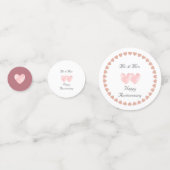 2つのハートハッピーアニバーサリーオンバラ金ゴールド&ホワイト コンフェッティ (正面)