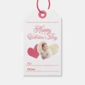 2つのハートバレンタインデー写真ギフトラベル ギフトタグ (正面)