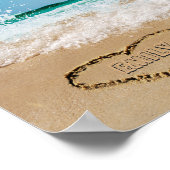 2つのハートパーソナライズされた名の砂の写真 ポスター (角)