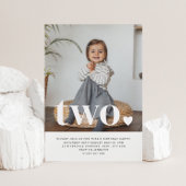 2つのハートフォトファースト誕生日招待状 招待状