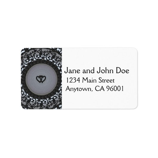 2つのハートブラックシークインルック ラベル (正面)