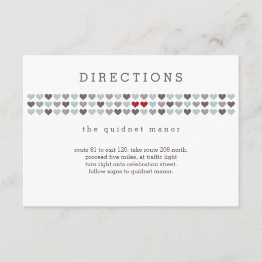 2つのハートモダンの結婚方向Insert Card エンクロージャーカード (正面)