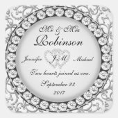 2つのハートモノグラ結婚ムのパターン スクエアシール (正面)