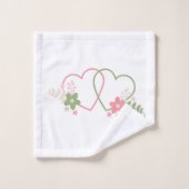 2つのハートラバーズデザイン バスタオルセット (ウォッシュタオル)