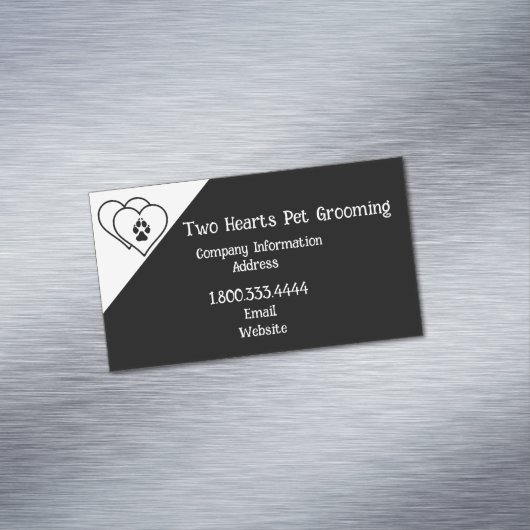 2つのハートラブアニマルズペットグルーミングカスタム マグネット名刺 (インサイチュ)