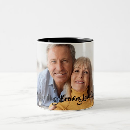 2つのハートワンマグバレンタインデーの写真コーヒーマグカップ ツートーンマグカップ (中央)
