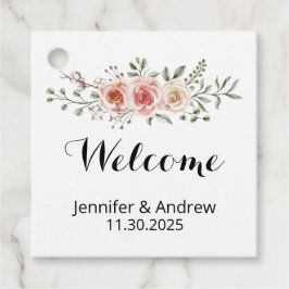 2つのハートワンラブピンククリームバラへようこそ フェイバータグ