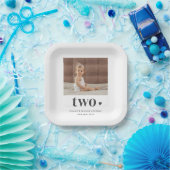 2つのハート写真2nd誕生日ウェルカムサイン ペーパープレート (パーティー)