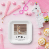 2つのハート写真2nd誕生日ウェルカムサイン ペーパープレート (パーティー)