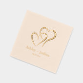 2つのハート名前をカスタムすると結婚日付 箔ナプキン (左)