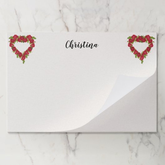 2つのハート型リースまたは赤いバラ葉の白色 ペーパーパッド (折り畳み)
