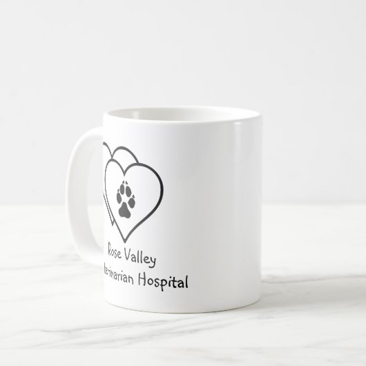 2つのハート愛する動物の足跡のカスタム コーヒーマグカップ (正面左)