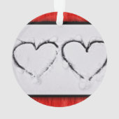 2つのハート新鮮な白い雪赤コルゲートメタル オーナメント (裏面)
