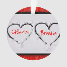 2つのハート新鮮な白い雪赤コルゲートメタル